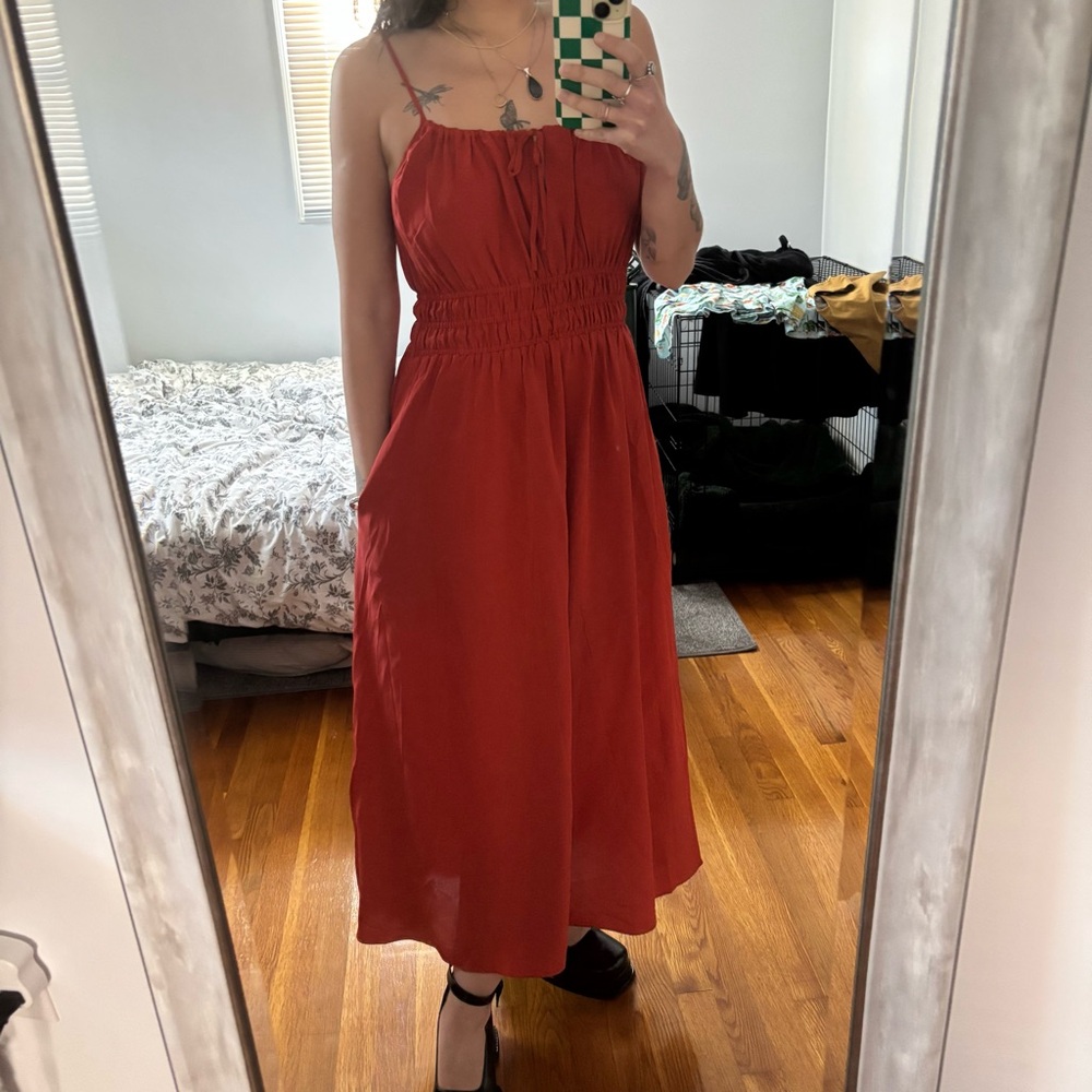 NWT Madewell Spaghetti Strap Red Midi Dress